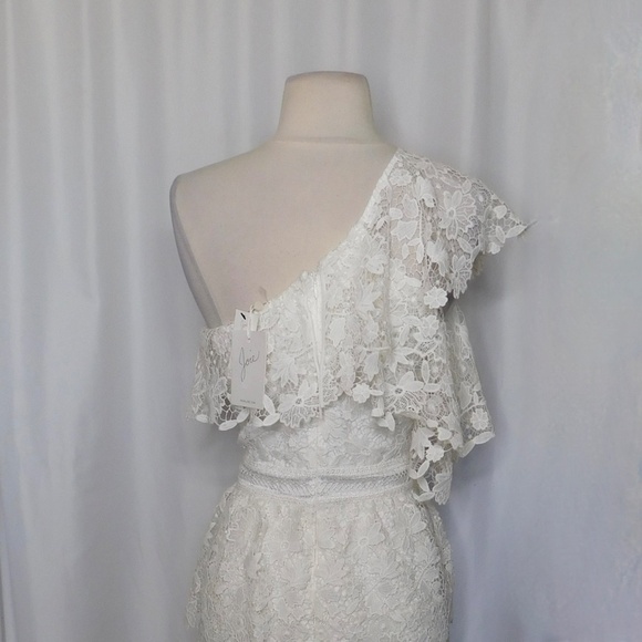NWT!! JOIE Belisa White Lace Dress One Shoulder Porcelain Bridal Rehearsal 6 - Picture 11 of 16